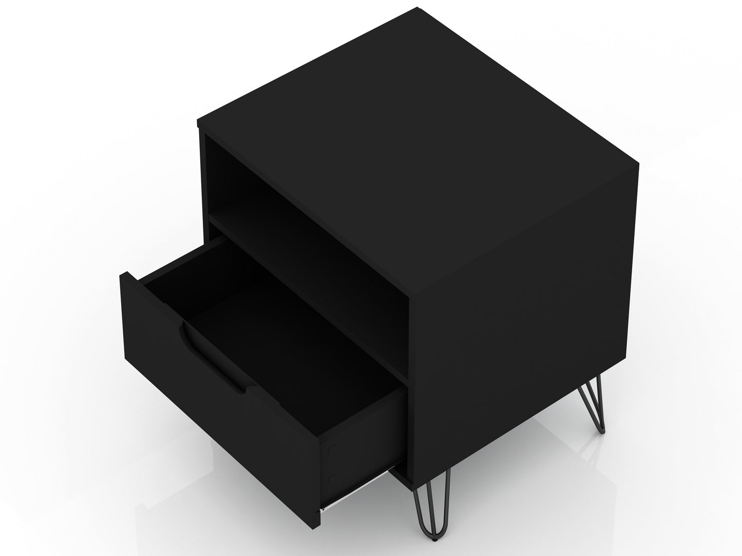 Manhattan Comfort Rockefeller 1-Drawer Black Nightstand (Set of 2) 2-101GMC2