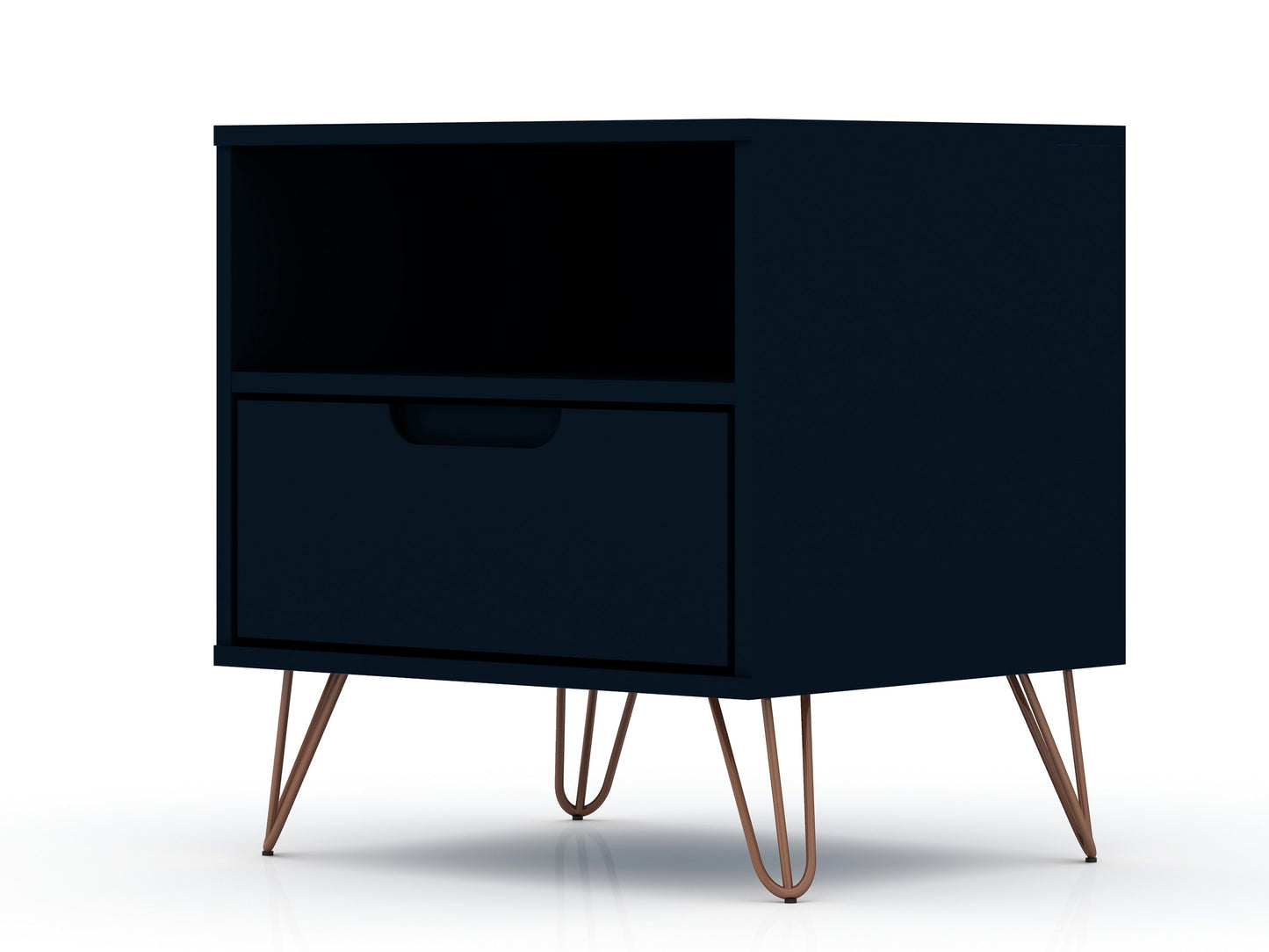 Rockefeller Mid-Century Modern 20" Nightstand in Midnight Blue (1-Drawer) - Set of 2 2-101GMC4