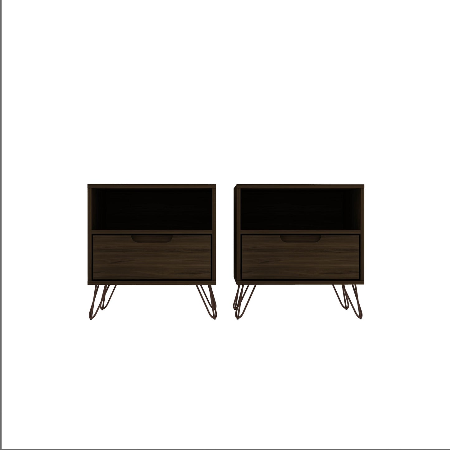 Rockefeller Mid-Century Modern 20" Nightstand in Chestnut Brown (1-Drawer) - Set of 2 2-101GMC5