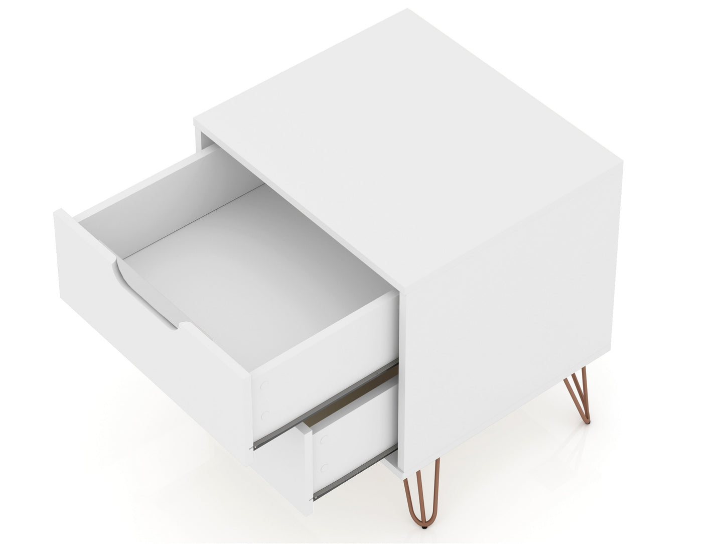 Manhattan Comfort Rockefeller 2-Drawer White Nightstand (Set of 2) 2-102GMC1