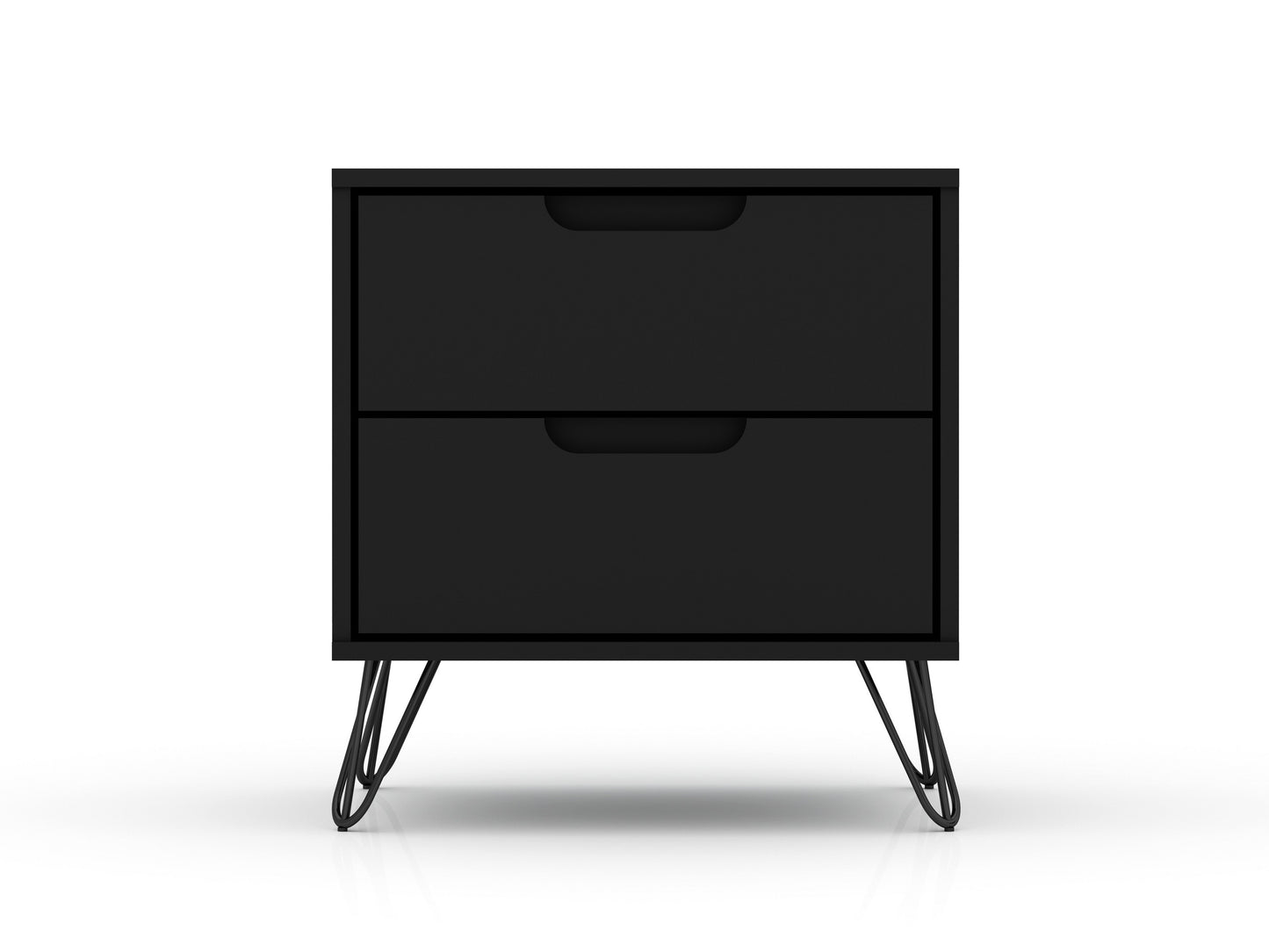 Manhattan Comfort Rockefeller 2-Drawer Black Nightstand (Set of 2) 2-102GMC2