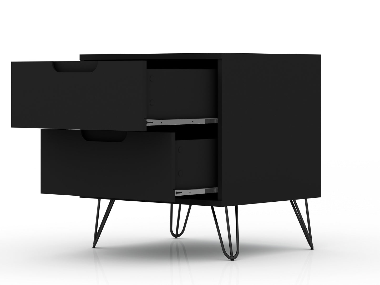 Manhattan Comfort Rockefeller 2-Drawer Black Nightstand (Set of 2) 2-102GMC2