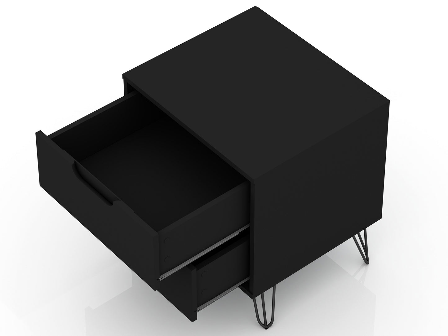 Manhattan Comfort Rockefeller 2-Drawer Black Nightstand (Set of 2) 2-102GMC2