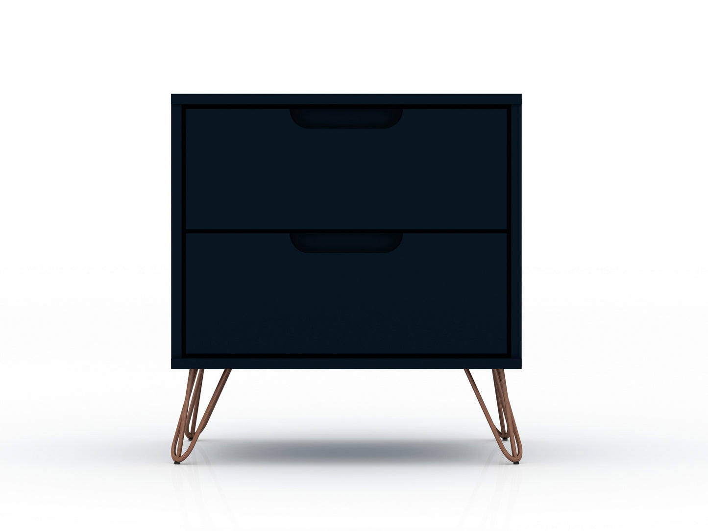 Rockefeller Mid-Century Modern 20" Nightstand in Midnight Blue (2-Drawer) - Set of 2 2-102GMC4