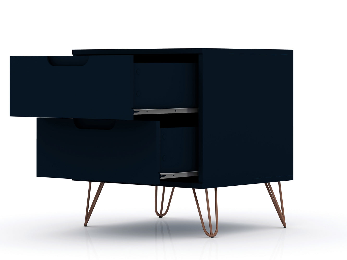 Rockefeller Mid-Century Modern 20" Nightstand in Midnight Blue (2-Drawer) - Set of 2 2-102GMC4