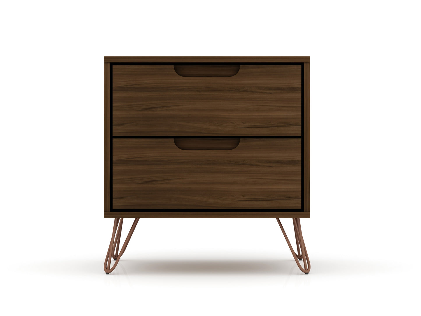 Rockefeller Mid-Century Modern 20" Nightstand in Chestnut Brown (2-Drawer) - Set of 2 2-102GMC5