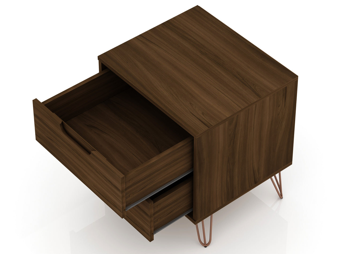 Rockefeller Mid-Century Modern 20" Nightstand in Chestnut Brown (2-Drawer) - Set of 2 2-102GMC5