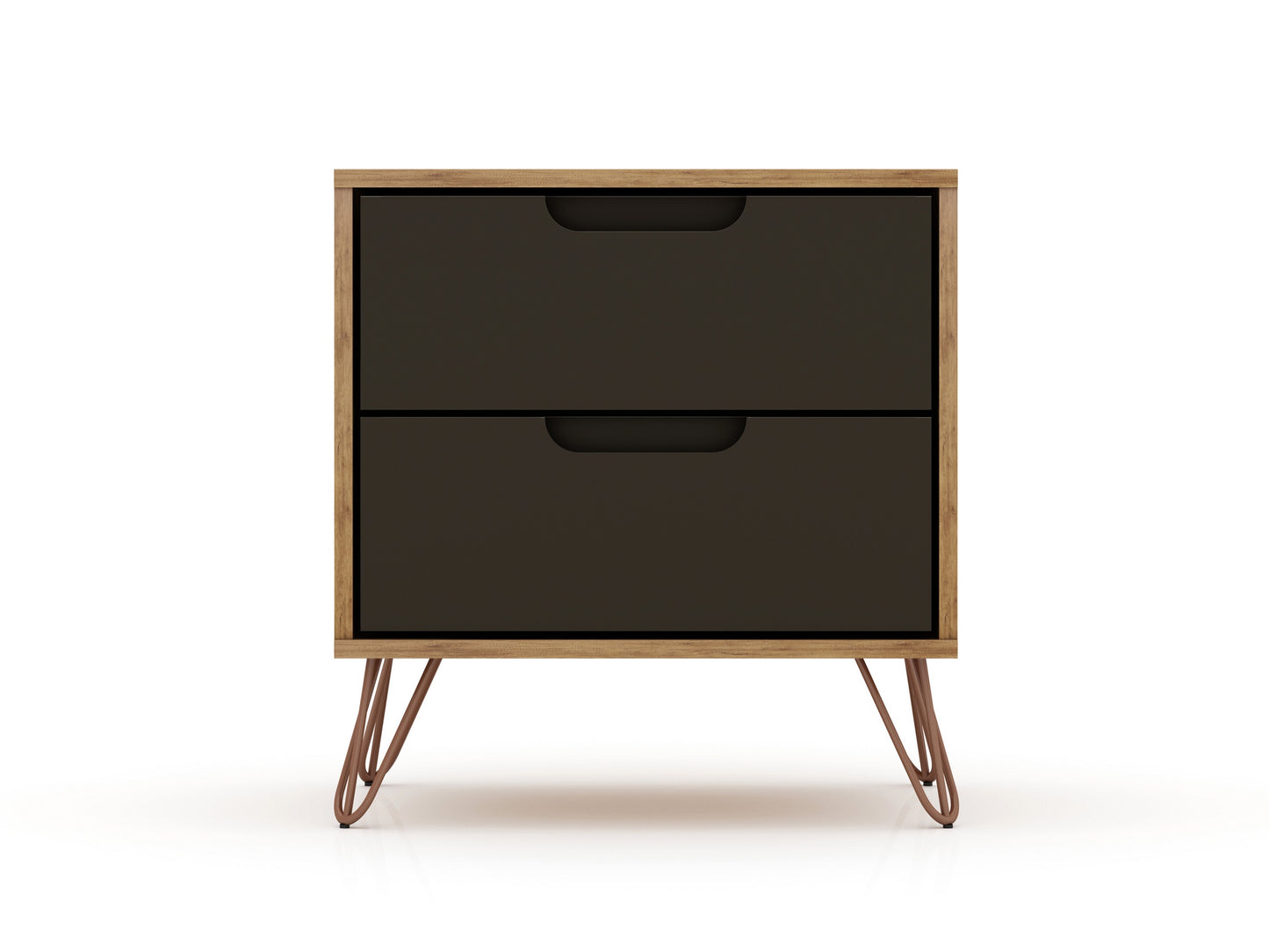 Rockefeller Mid-Century Modern 20" Nightstand in Gray (2-Drawer) - Set of 2 2-102GMC7