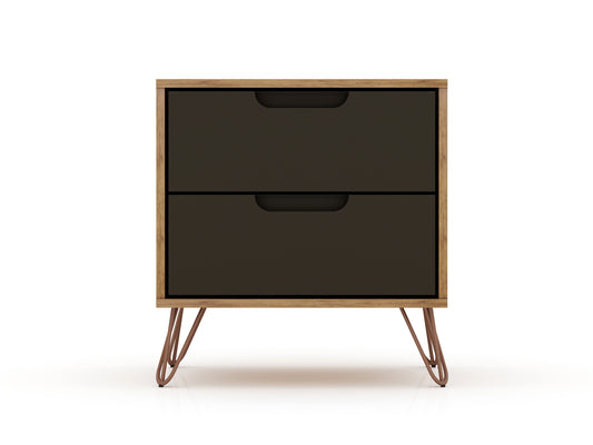 Rockefeller Mid-Century Modern 20" Nightstand in Gray (2-Drawer) - Set of 2 2-102GMC7