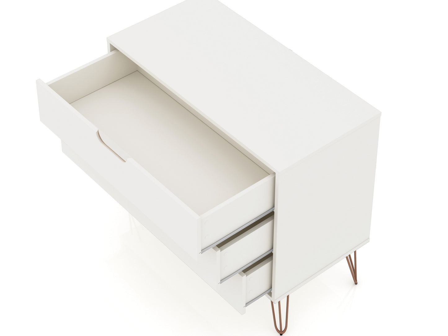Manhattan Comfort Rockefeller 3-Drawer White Dresser (Set of 2) 2-103GMC1