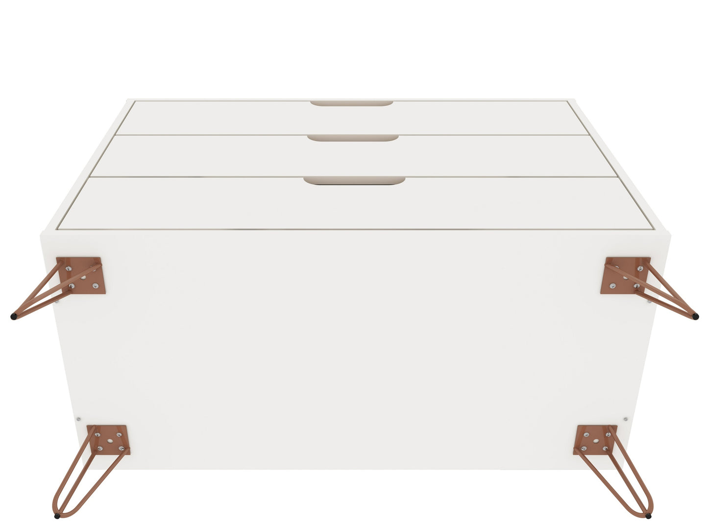 Manhattan Comfort Rockefeller 3-Drawer White Dresser (Set of 2) 2-103GMC1