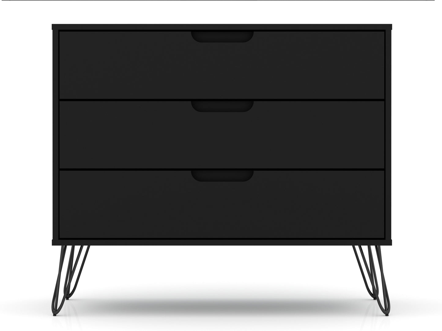 Manhattan Comfort Rockefeller 3-Drawer Black Dresser (Set of 2) 2-103GMC2