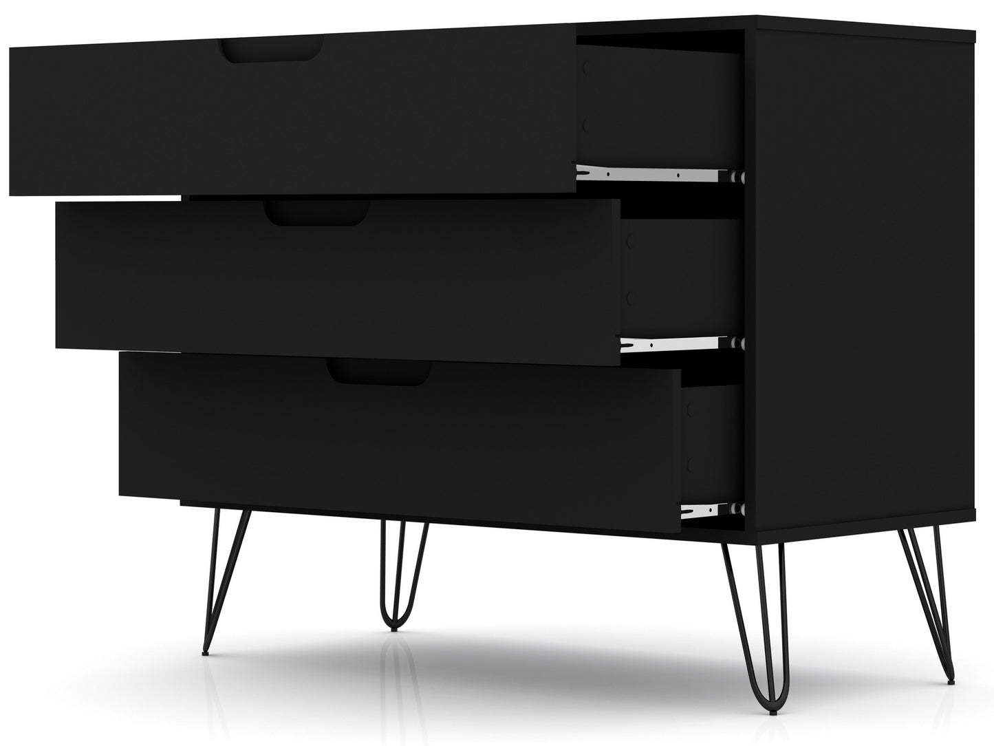 Manhattan Comfort Rockefeller 3-Drawer Black Dresser (Set of 2) 2-103GMC2