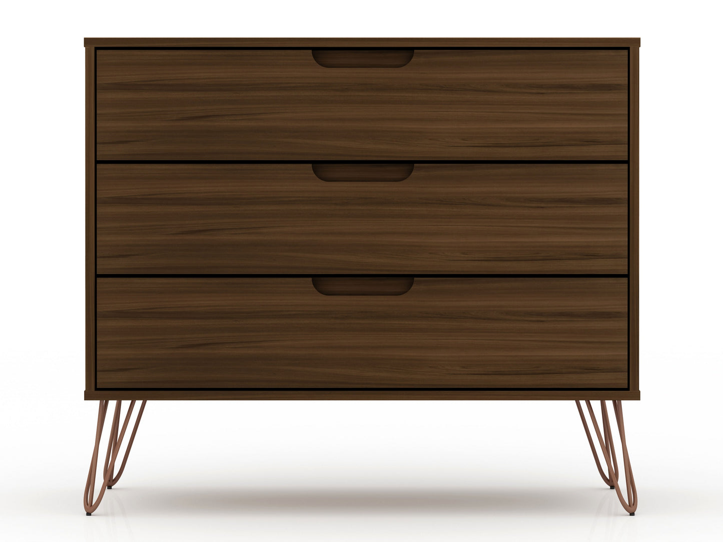 Rockefeller Mid-Century Modern 35" Dresser in Chestnut Brown (3-Drawer) - Set of 2 2-103GMC5