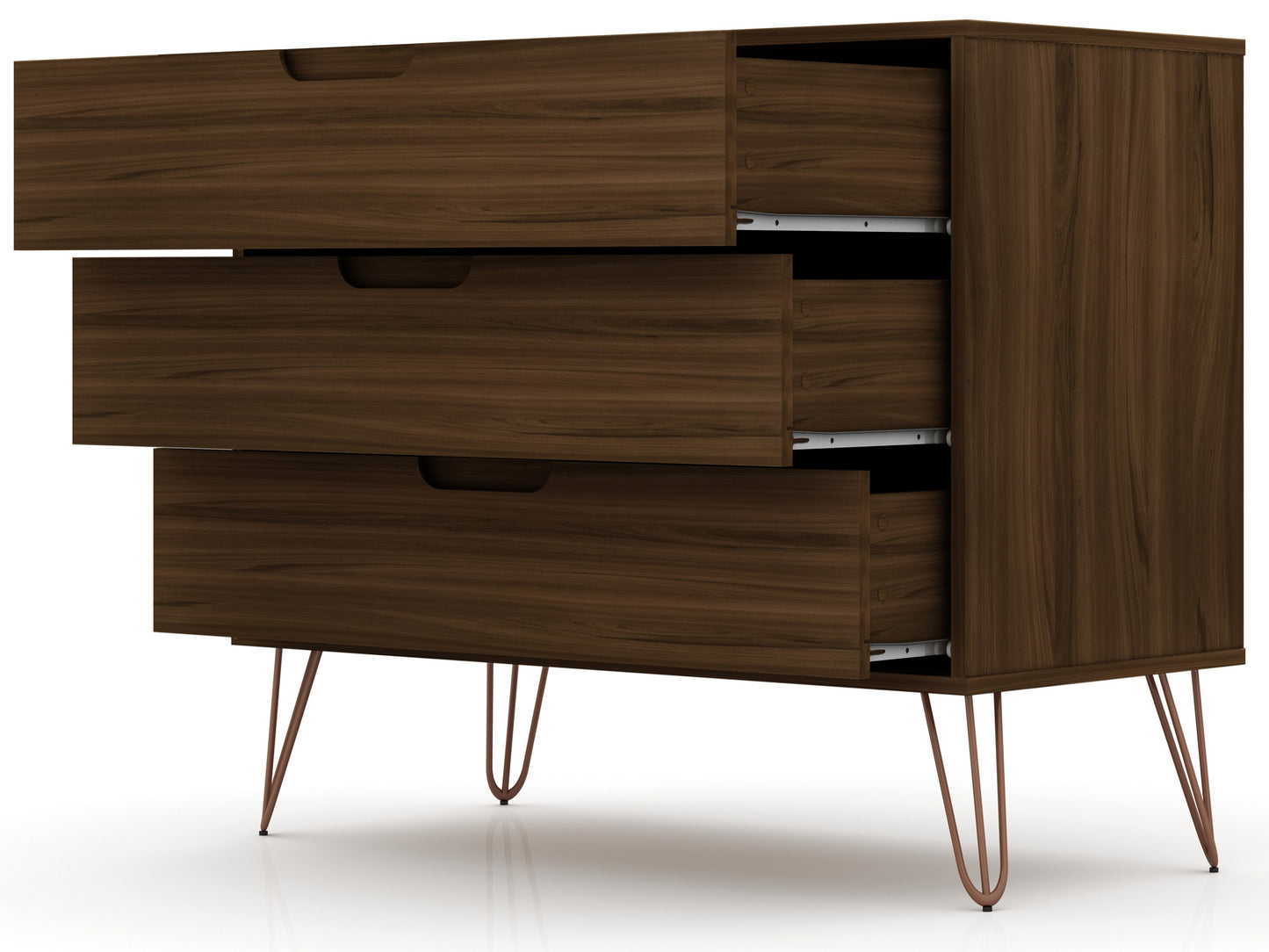 Rockefeller Mid-Century Modern 35" Dresser in Chestnut Brown (3-Drawer) - Set of 2 2-103GMC5