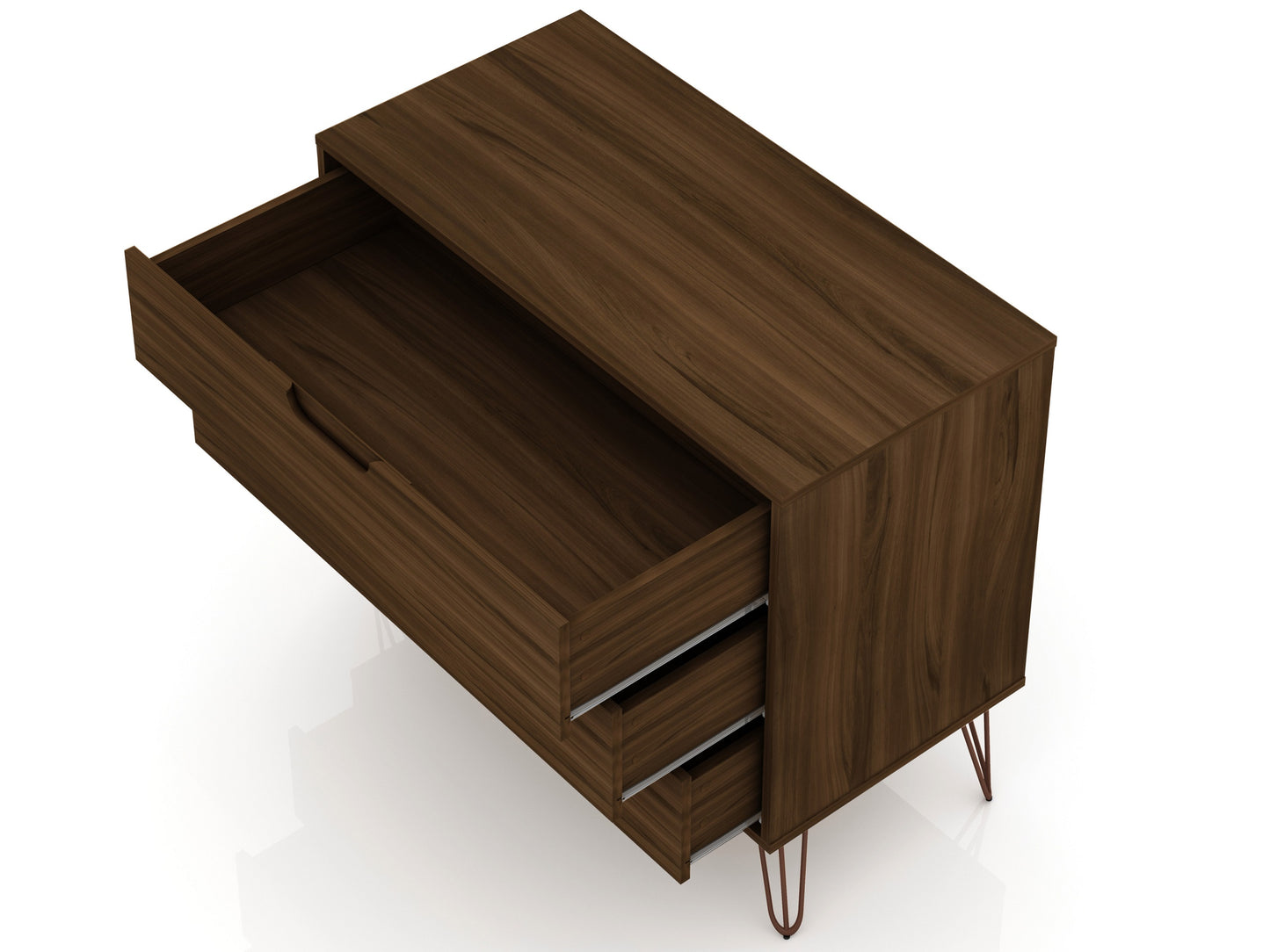Rockefeller Mid-Century Modern 35" Dresser in Chestnut Brown (3-Drawer) - Set of 2 2-103GMC5
