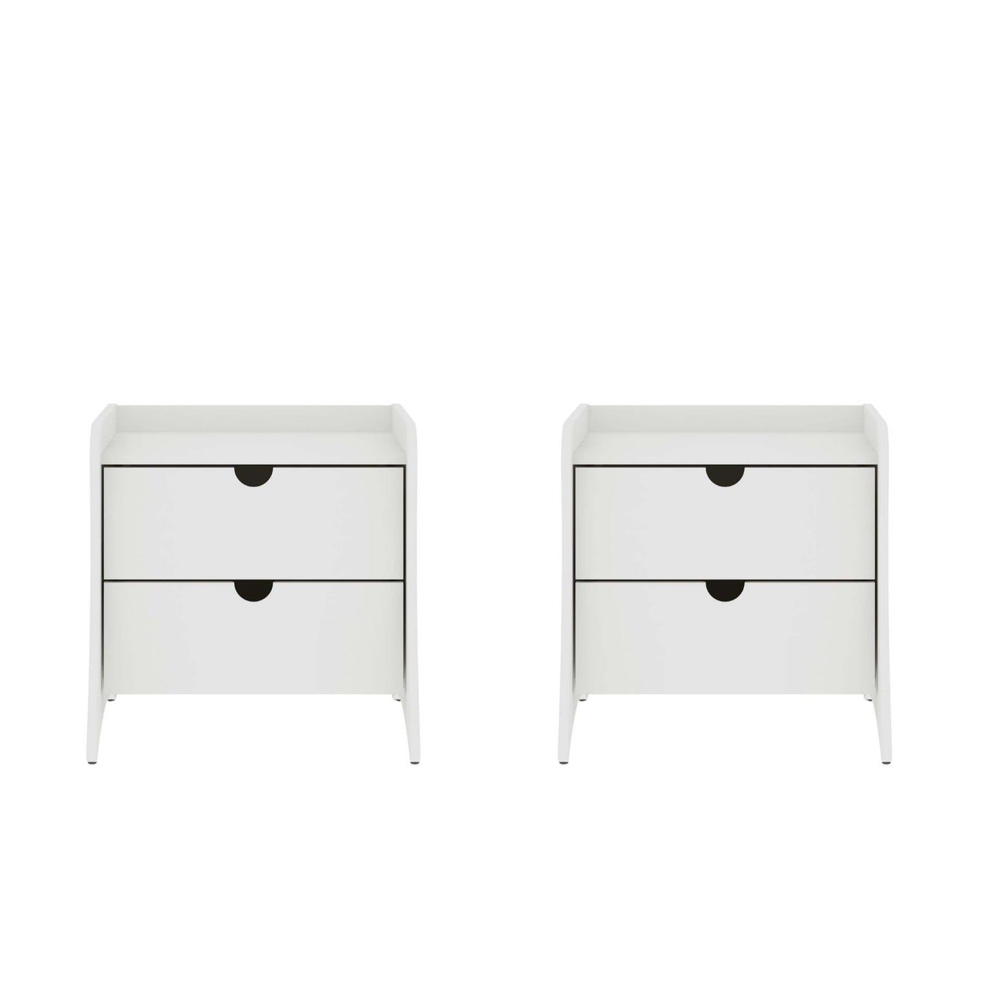 Coney Mid-Century Modern 20" Nightstand in White (2-Drawer) - Set of 2 2-181GMC1
