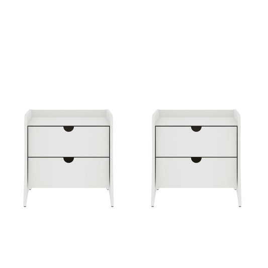Coney Mid-Century Modern 20" Nightstand in White (2-Drawer) - Set of 2 2-181GMC1