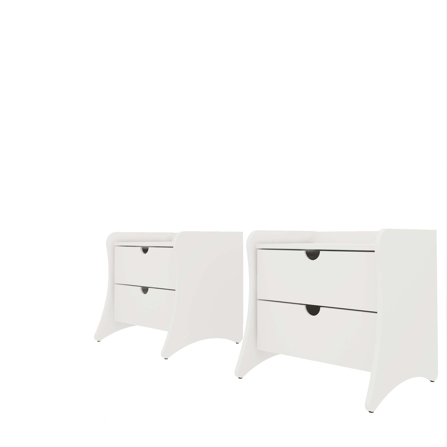 Coney Mid-Century Modern 20" Nightstand in White (2-Drawer) - Set of 2 2-181GMC1