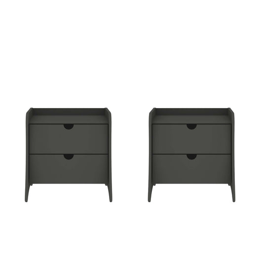 Coney Mid-Century Modern 20" Nightstand in Charcoal Gray (2-Drawer) - Set of 2 2-181GMC9