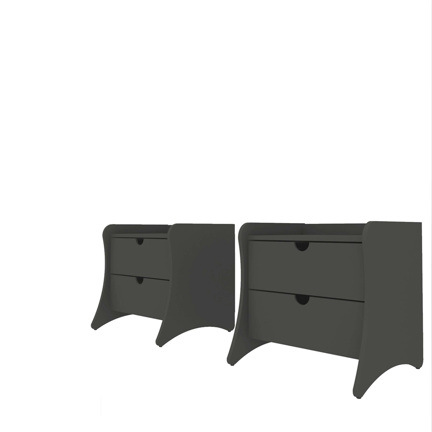 Manhattan Comfort Coney Mid-Century Modern 2-Drawer Nightstand in Grey (Set of 2) 2-181GMC9