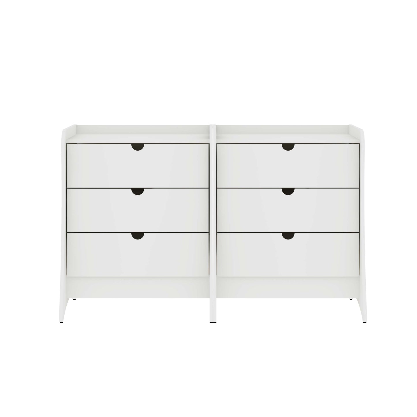Manhattan Comfort Coney Mid-Century Modern 3-Drawer Dresser in White (Set of 2) 2-182GMC1