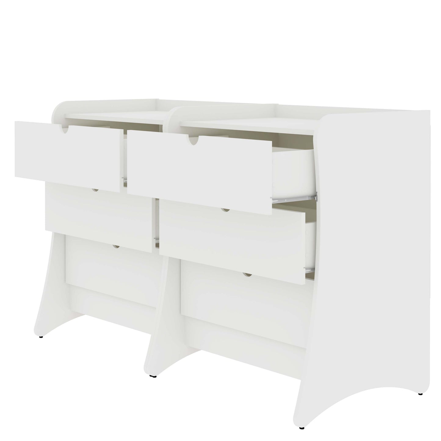 Manhattan Comfort Coney Mid-Century Modern 3-Drawer Dresser in White (Set of 2) 2-182GMC1