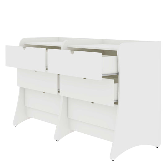 Manhattan Comfort Coney Mid-Century Modern 3-Drawer Dresser in White (Set of 2) 2-182GMC1
