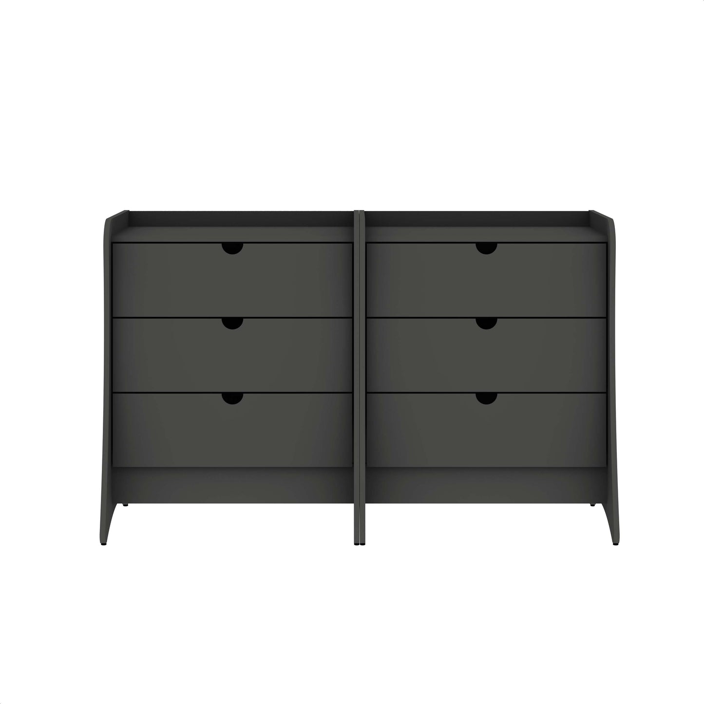 Manhattan Comfort Coney Mid-Century Modern 3-Drawer Dresser in Grey (Set of 2) 2-182GMC9