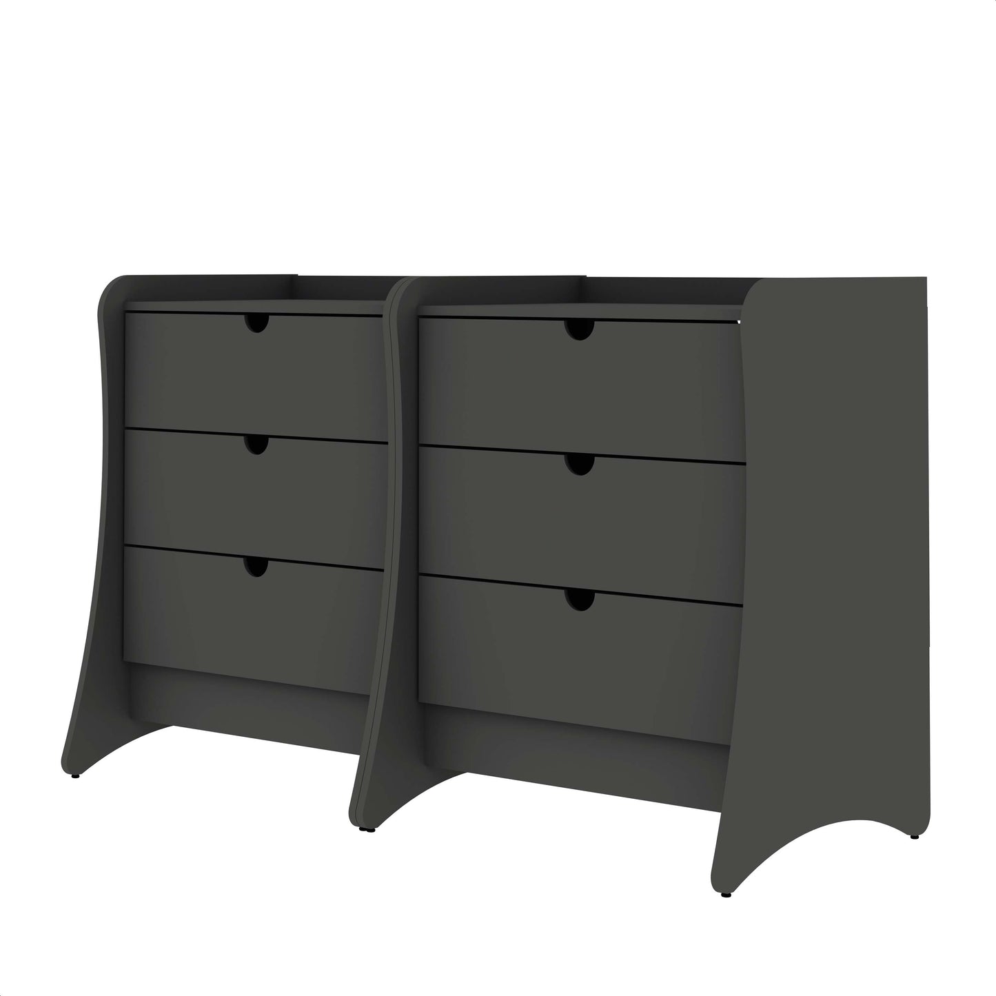 Manhattan Comfort Coney Mid-Century Modern 3-Drawer Dresser in Grey (Set of 2) 2-182GMC9