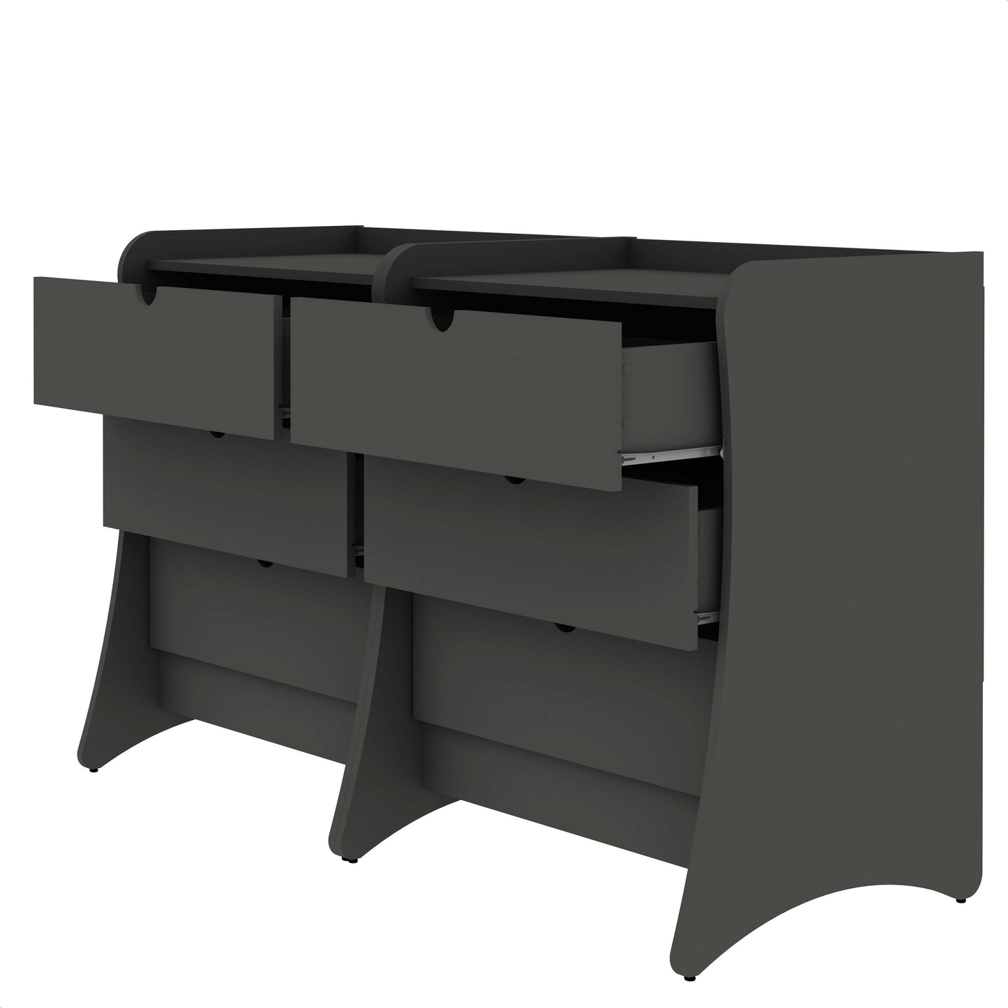 Manhattan Comfort Coney Mid-Century Modern 3-Drawer Dresser in Grey (Set of 2) 2-182GMC9