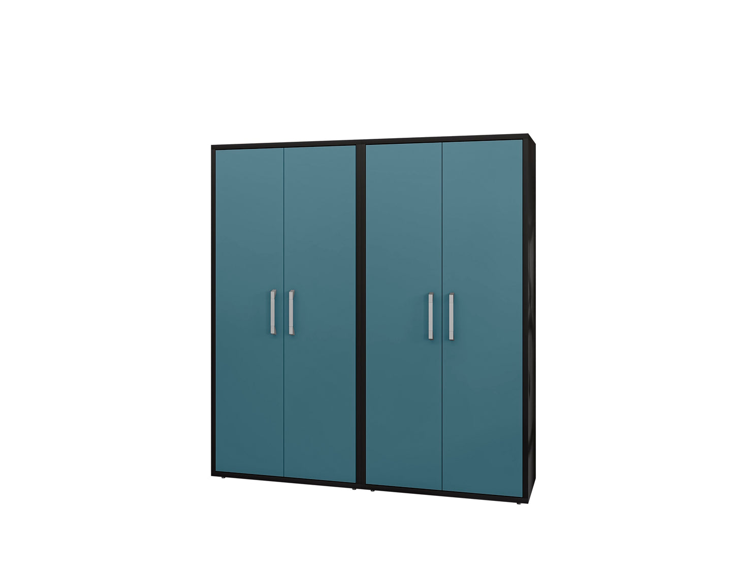 Manhattan Comfort Eiffel Storage Cabinet in Matte Black and Aqua Blue (Set of 2) 2-250BMC83