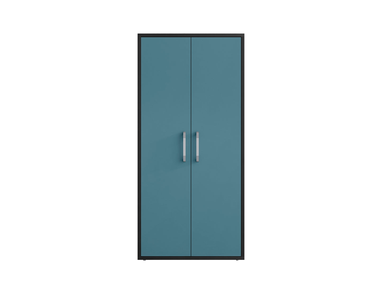 Manhattan Comfort Eiffel Storage Cabinet in Matte Black and Aqua Blue (Set of 2) 2-250BMC83