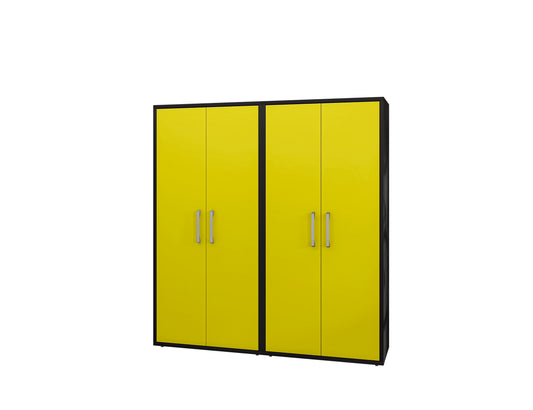 Manhattan Comfort Eiffel Storage Cabinet in Matte Black and Yellow (Set of 2) 2-250BMC84