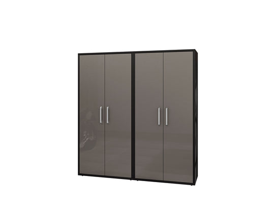 Manhattan Comfort Eiffel Storage Cabinet in Matte Black and Grey (Set of 2) 2-250BMC85