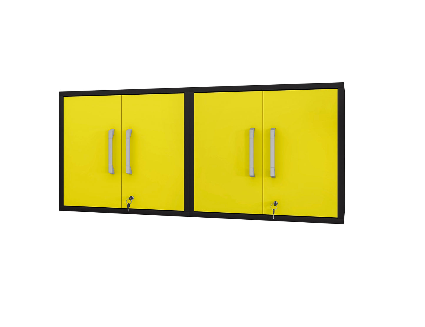 Manhattan Comfort Eiffel Floating Garage Cabinet in Matte Black and Yellow (Set of 2) 2-251BMC84