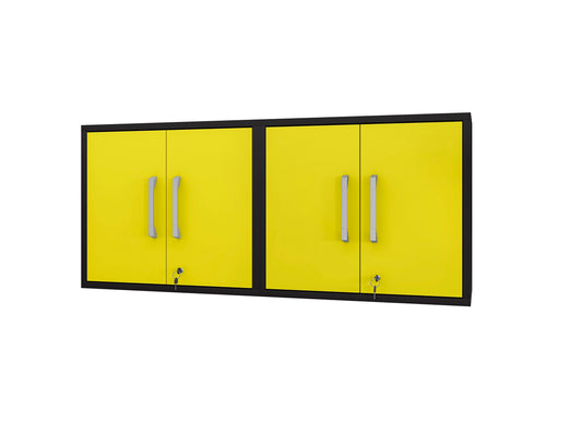 Manhattan Comfort Eiffel Floating Garage Cabinet in Matte Black and Yellow (Set of 2) 2-251BMC84