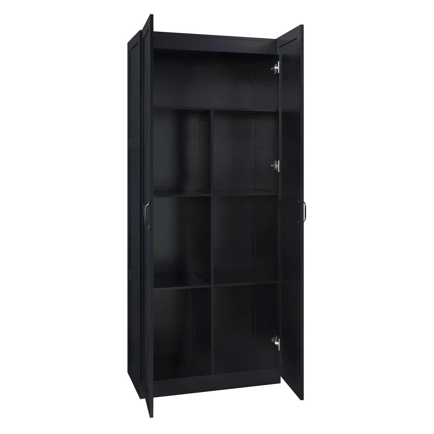 Cornelia Modern 30" Storage Cabinet in Black (7-Shelf) - Set of 2 2-2BC-BK