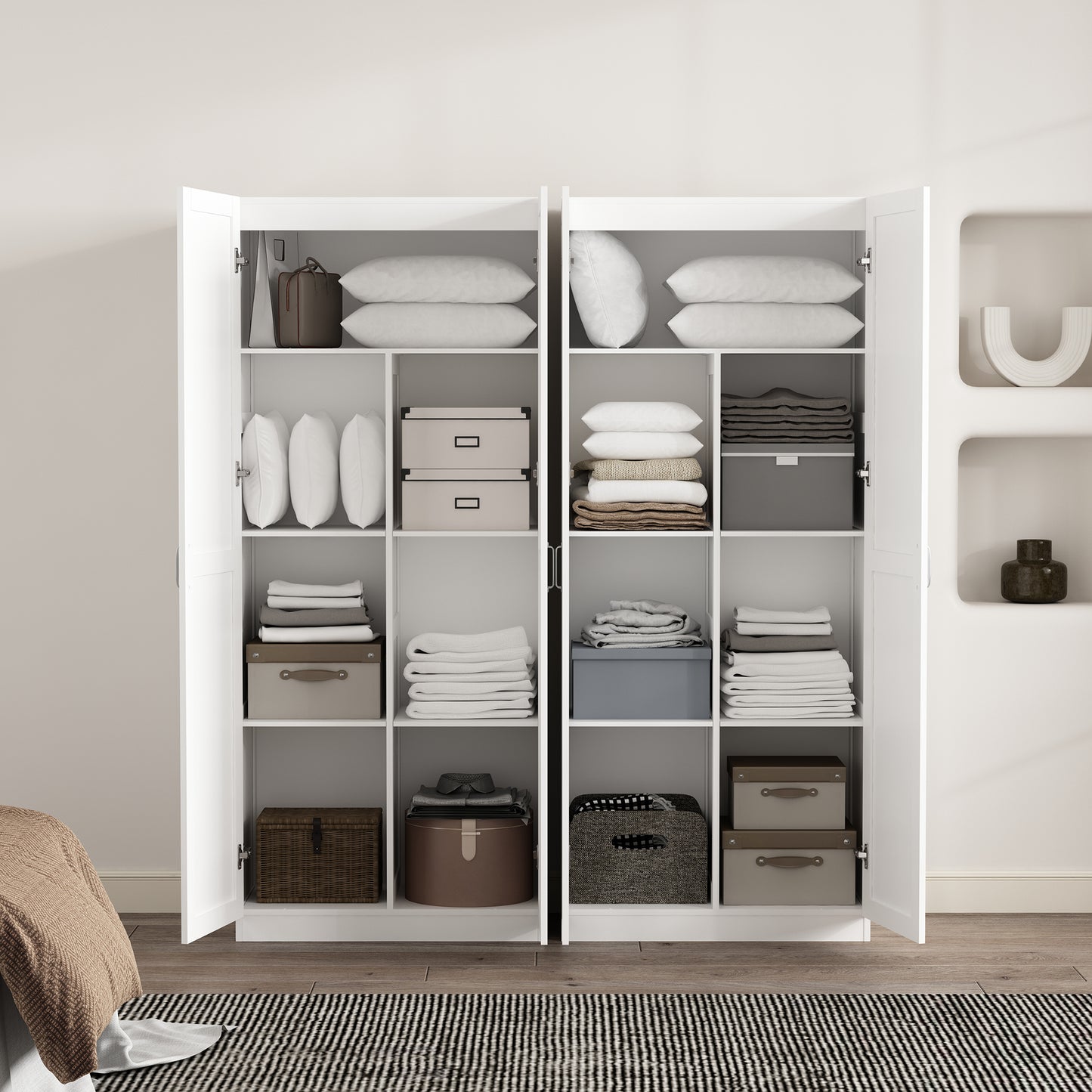 Cornelia Modern 30" Storage Cabinet in White (7-Shelf) - Set of 2 2-2BC-WH