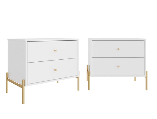 Jasper Modern 25" Nightstand in White (2-Drawer) - Set of 2 2-51351