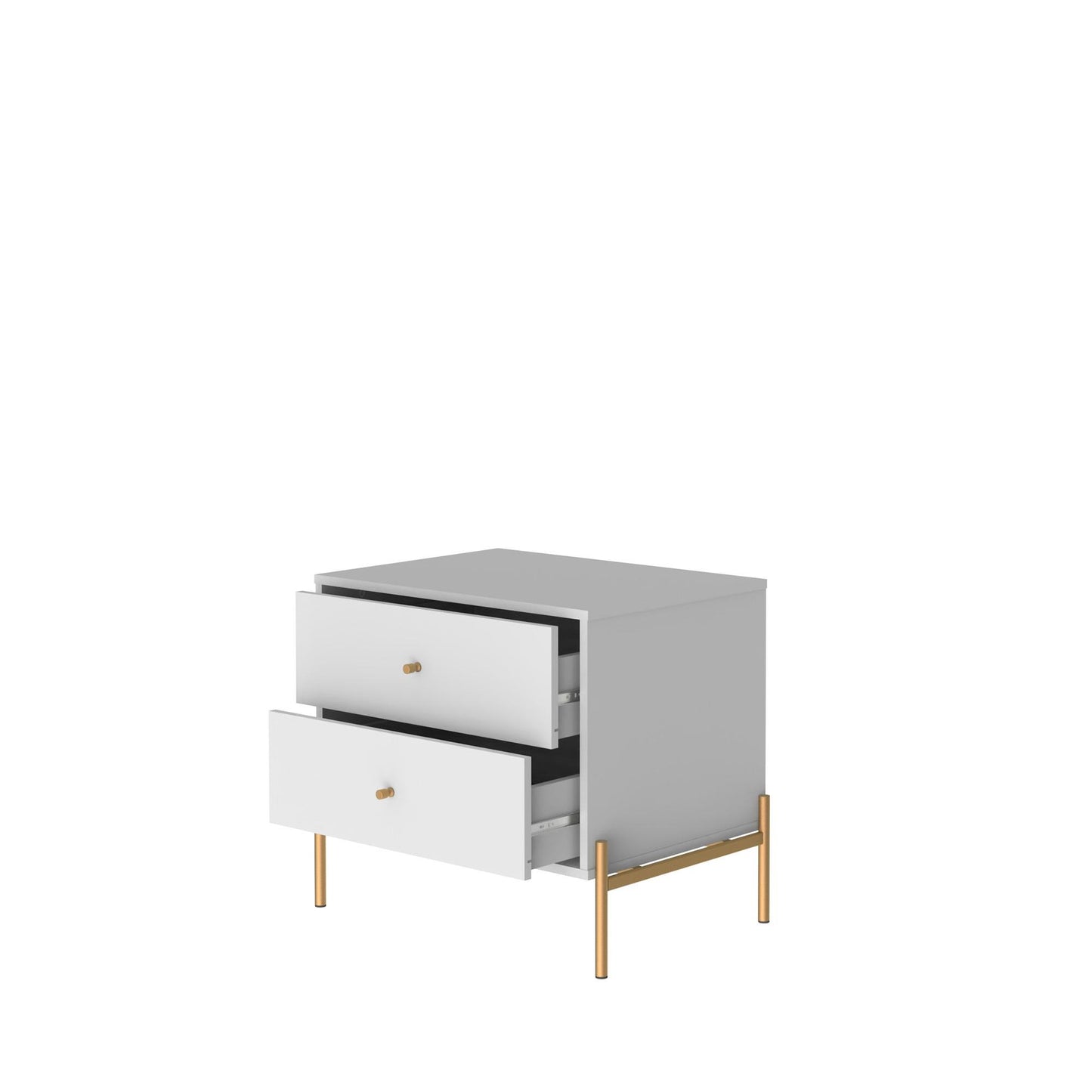 Manhattan Comfort Jasper Full Extension Drawer Nightstand in White Gloss (Set of 2) 2-51351