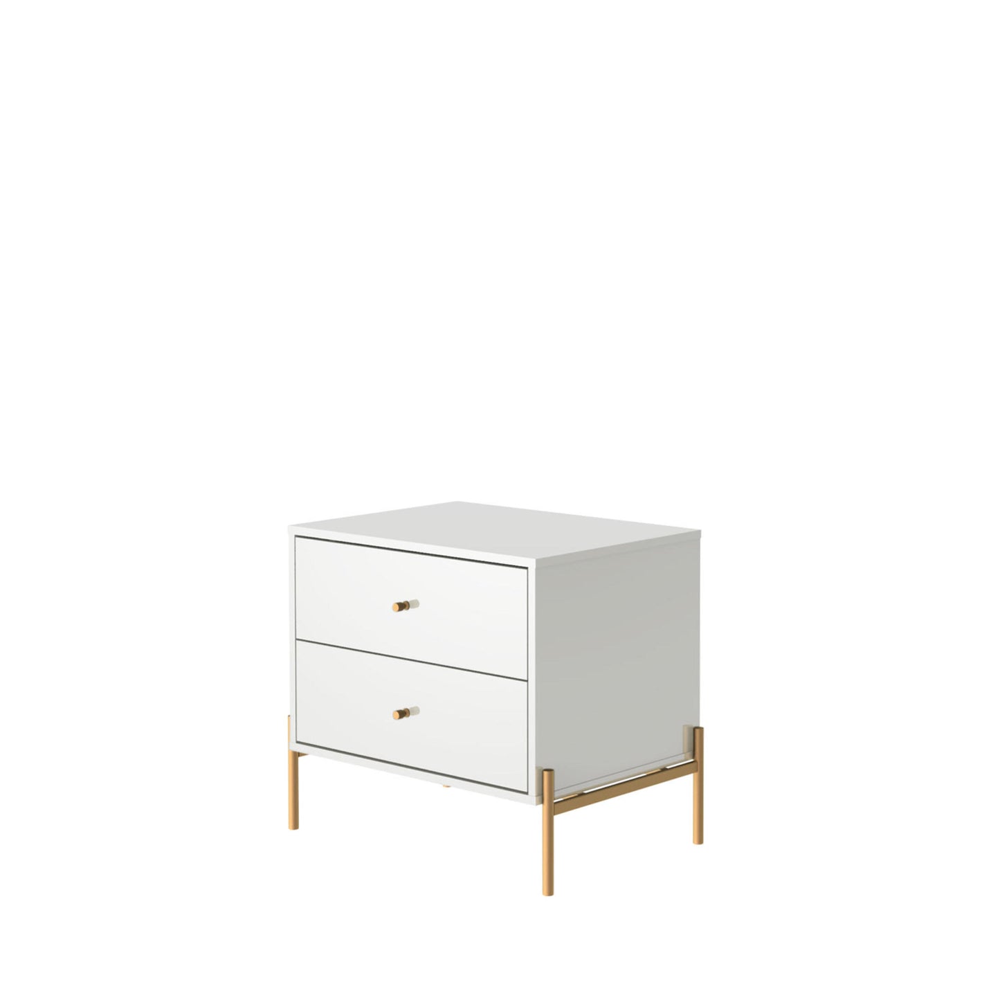 Manhattan Comfort Jasper Full Extension Drawer Nightstand in White Gloss (Set of 2) 2-51351