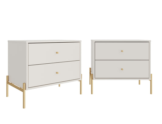 Jasper Modern 25" Nightstand in Off White (2-Drawer) - Set of 2 2-51353