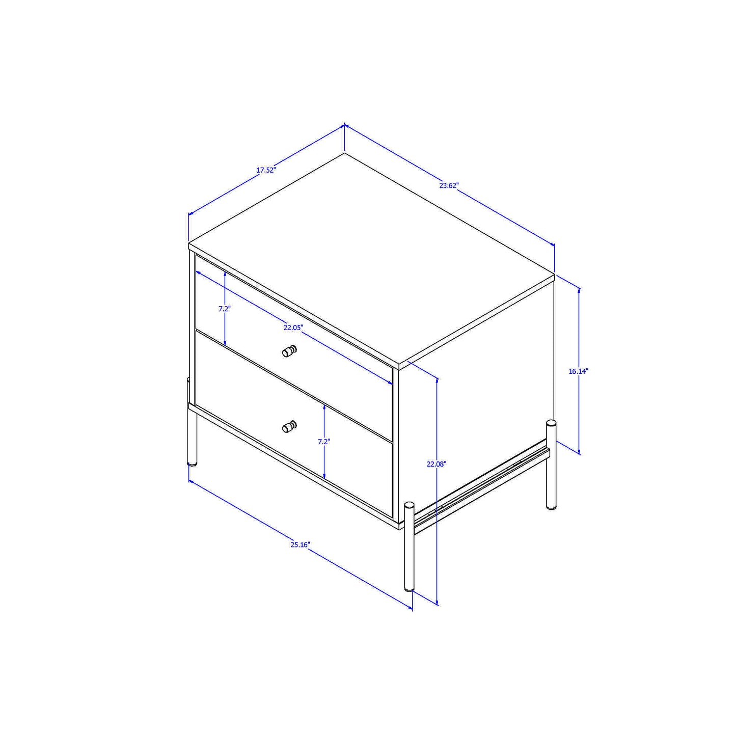 Jasper Modern 25" Nightstand in Off White (2-Drawer) - Set of 2 2-51353