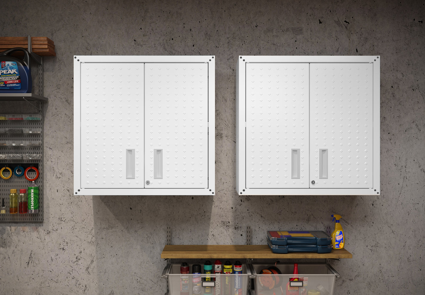 Fortress Modern 30" Floating Garage Cabinet in White - Set of 2 2-5GMC-WH