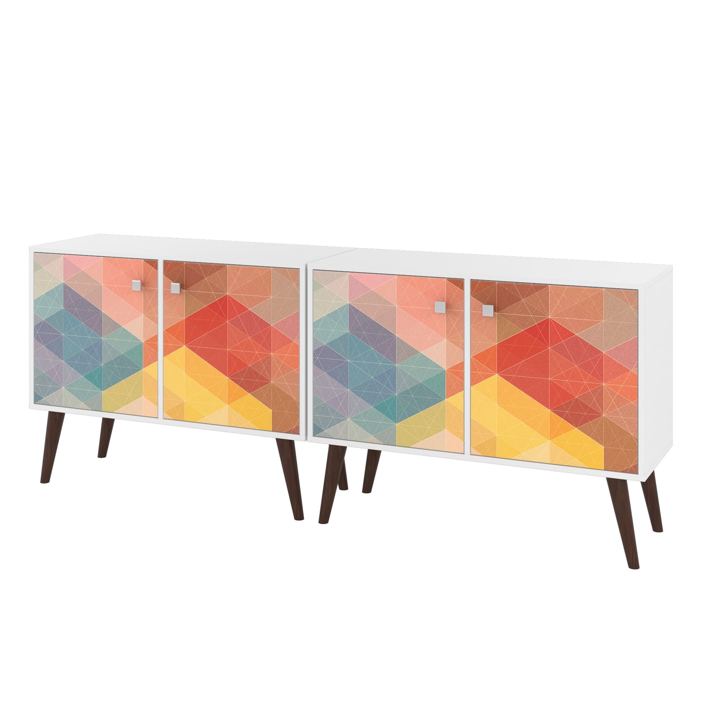 Manhattan Comfort 2-Piece Mid-Century Modern Avesta Double Side Table in White and Stamp 2-7AMC131