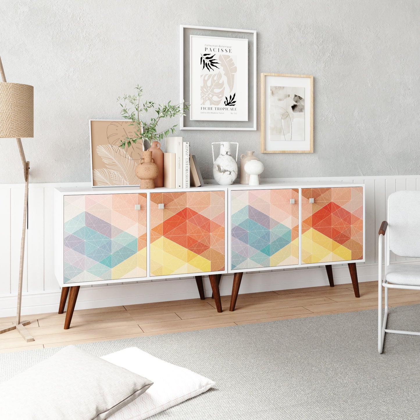 Manhattan Comfort 2-Piece Mid-Century Modern Avesta Double Side Table in White and Stamp 2-7AMC131