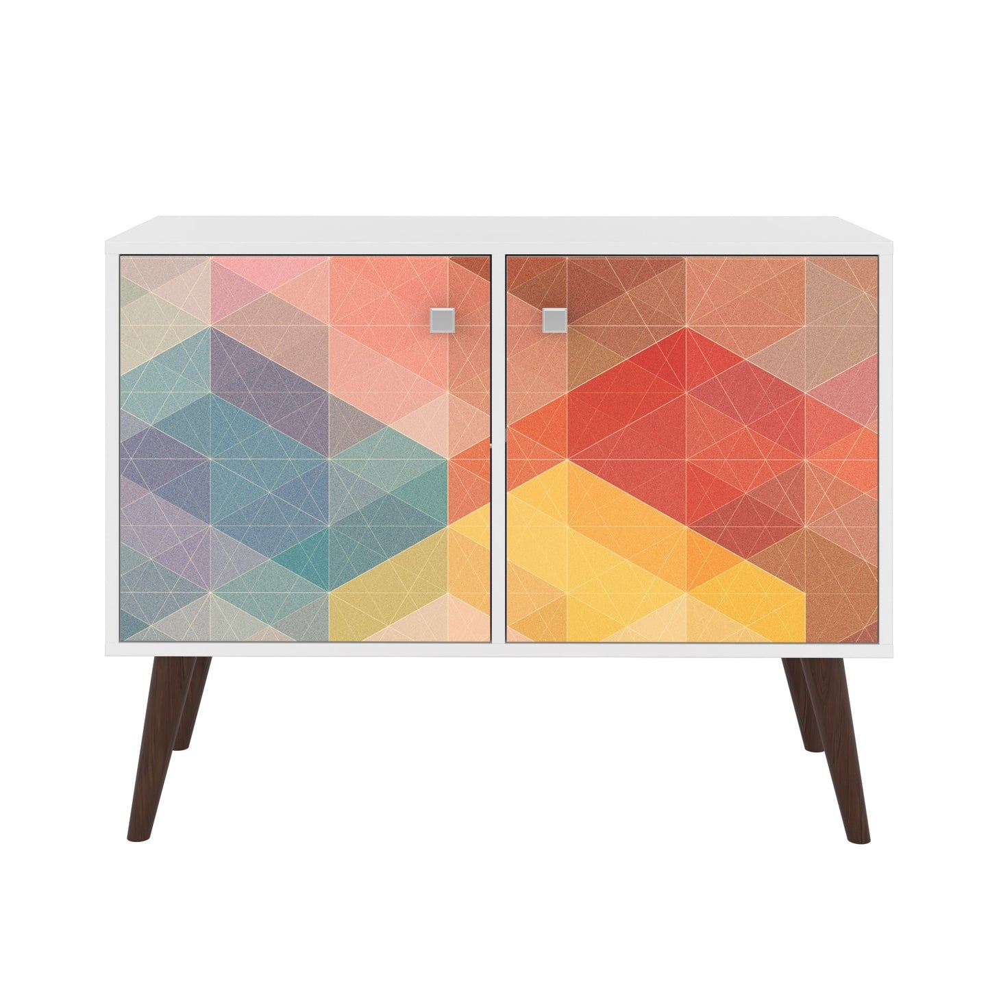 Manhattan Comfort 2-Piece Mid-Century Modern Avesta Double Side Table in White and Stamp 2-7AMC131