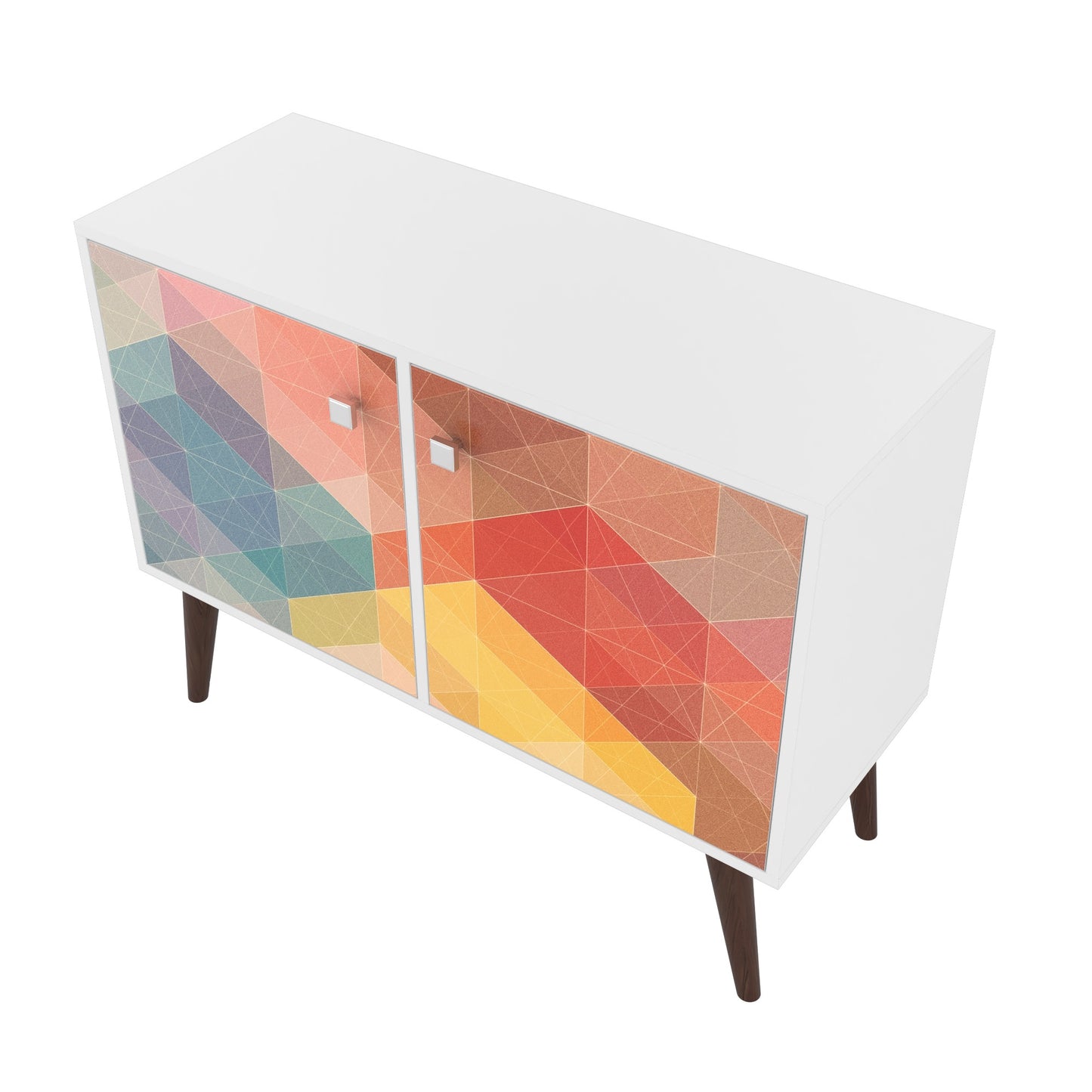 Manhattan Comfort 2-Piece Mid-Century Modern Avesta Double Side Table in White and Stamp 2-7AMC131