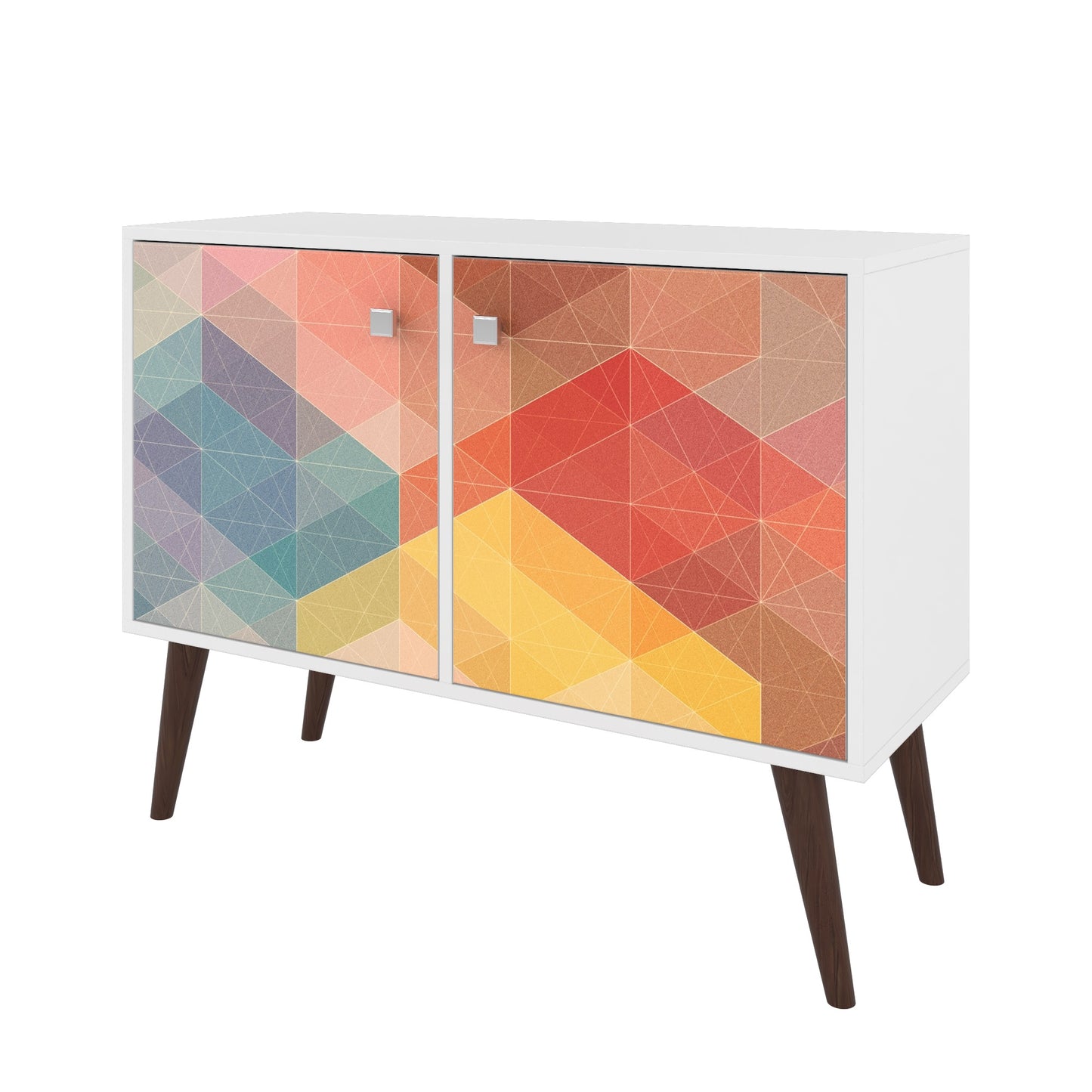 Manhattan Comfort 2-Piece Mid-Century Modern Avesta Double Side Table in White and Stamp 2-7AMC131